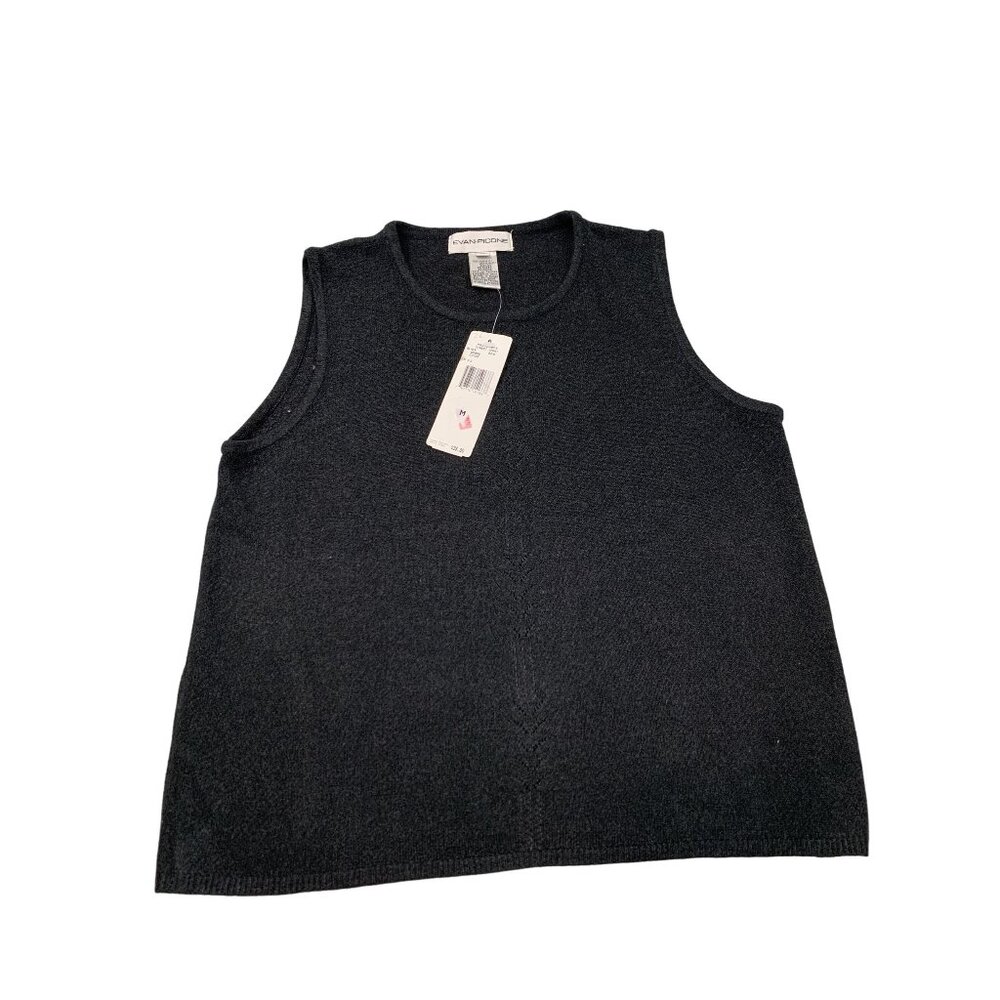 Evan-Picone Womens Medium Black Sleeveless Sweater Tank Top NWT